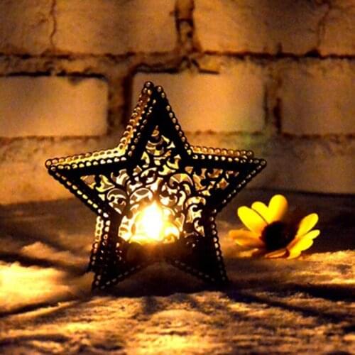 Moroccan Candlestick Candles Christmas Decor Five-pointed Star Colorful Candlestick For Light For House Shop Bar Decoration P0.2