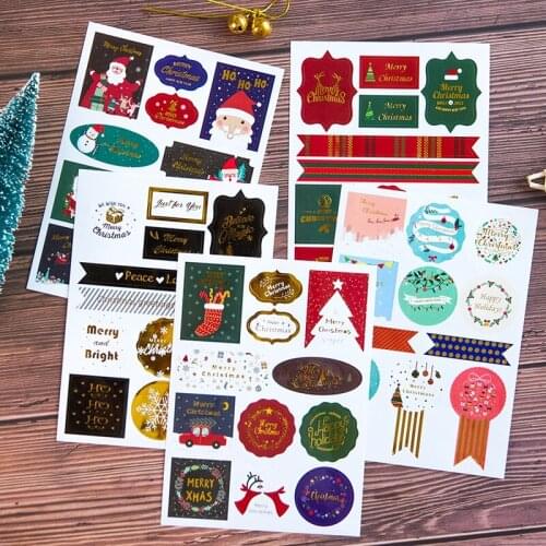 2Sheets/Pack Merry Christmas Seals Scrapbooking Paper Stickers Set Stationery DIY Craft Diary Decoration Household Supplies