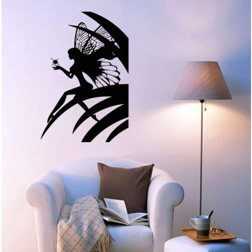 Fairy Girl Holding A Star Wall Sticker Home Decor Girls Kids Room Decoration Wall Decals Nursery Wall Art Murals Poster