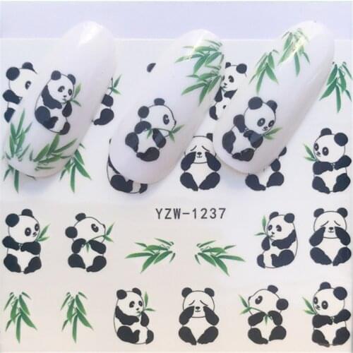 Nail Art Sticker Water Decals Cute Panda Nails Slider Tape Decorations Accessoires Manicure Foil Adhesive Wraps Polish Tattoo