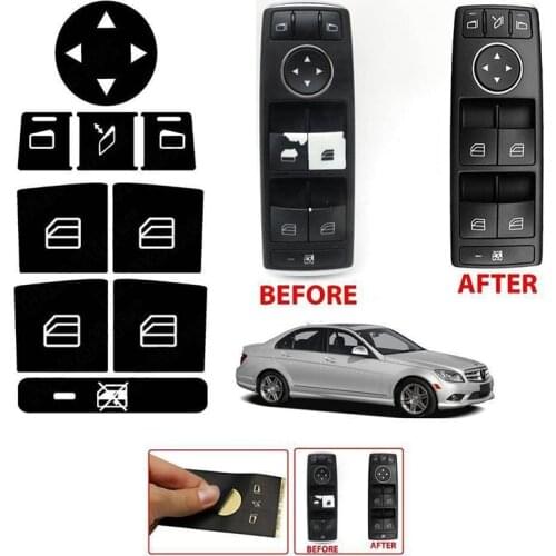 PET Car Button Repair Window Stickers For Mercedes Benz W204 C250 C300 C350 Button Repair Casement Decals Stickers