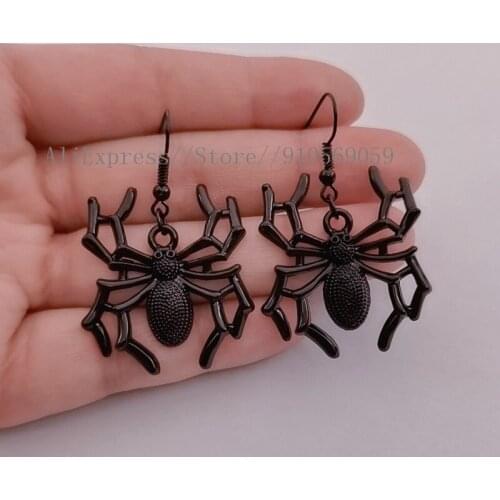2021 New Goth black Spider Earrings Jewellery Rock Grunge Horror Creative Punk Charm Beautiful Fashion Women Halloween Gift