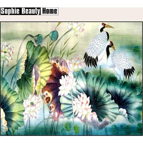 New Diy Diamond Painting Cross Stitch Round Drill Full Resin Mosaic Crane Animal Beaded Embroidery Home Needlework Craft Arts