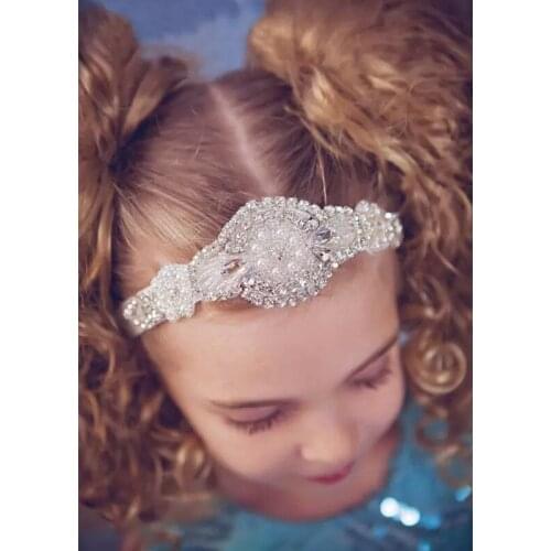 Solid Color Maternity Sash Hand Sewning Pearls Rhinestone Belt and Headband Set Girls Headwear Clothing Accessories Photo Props