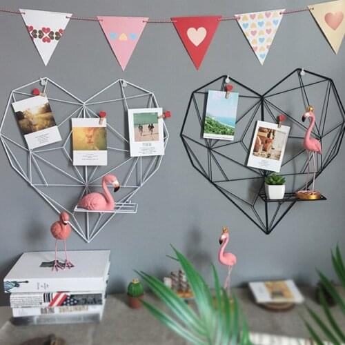 Ins Nordic Home Wall Decoration Iron Grid Decor Photo Frame Postcards DIY Wall Art Display Storage Rack Holder Shelf Organizer