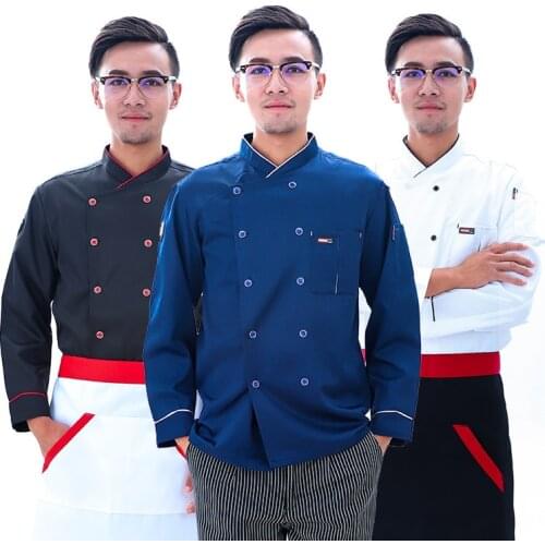 Professional Restaurant Top Chef Uniform Unisex LongSleeve Housewife Cook Wear Jacket Kitchen Cuisine Bakery Cafe Hotel Overalls