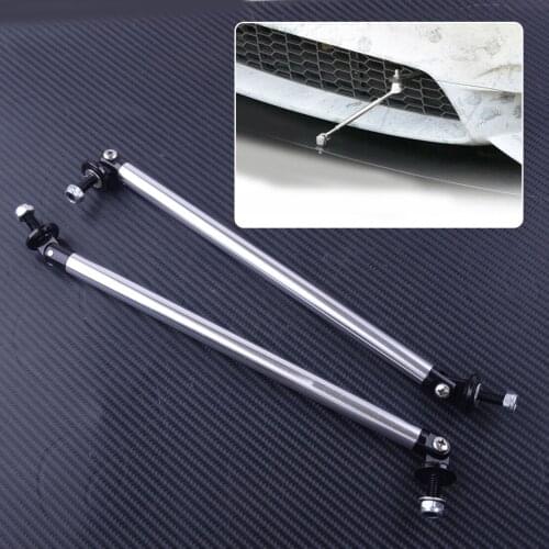 CITALL 2x Silver 20cm Stainless Steel Adjustable Front Bumper Lip Splitter Support Rods Strut Tie Bar fit for cars SUV trucks