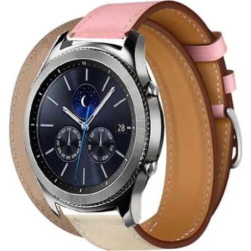 22mm double tour long amazfit 1 2s 3 GTR pace Huawei watch GT 2 strap for galaxy watch 46mm s3 Ticwatch s s2 1 pro leather band