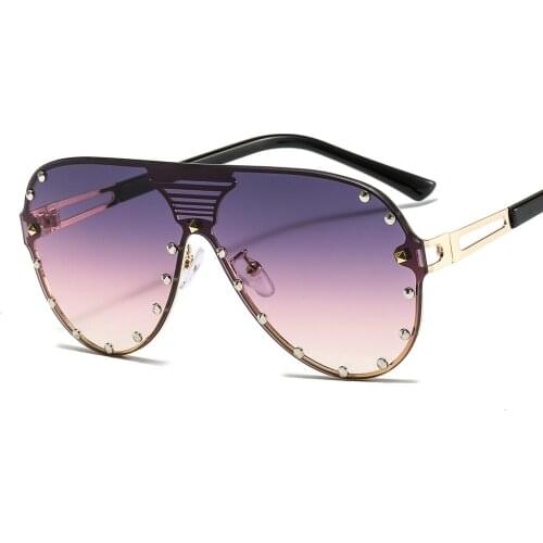 Sunglasses women 2020 Rimless Pilot sun glasses with Rhinestone Luxury Design shades for women men rivet sunglasses NX