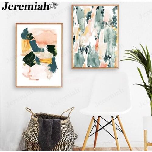 Modern Abstract Color Block Canvas Painting Simple Pink Poster Printing Wall Art Nordic Home Room Decoration Accessories