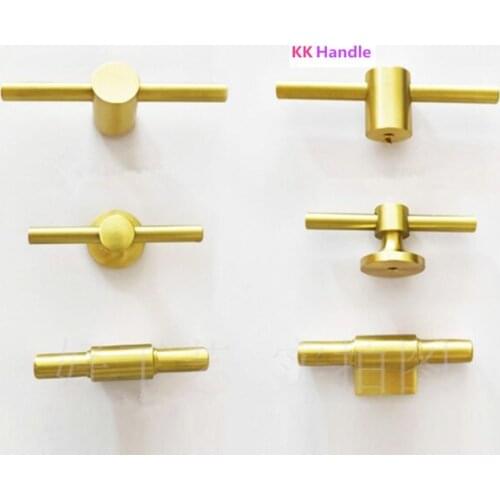 T Type Pure Copper Dresser Pull Drawer Knobs Brass Kitchen Cabinet Pulls Simple Modern Furniture Cupboard Door Knobs Hardware
