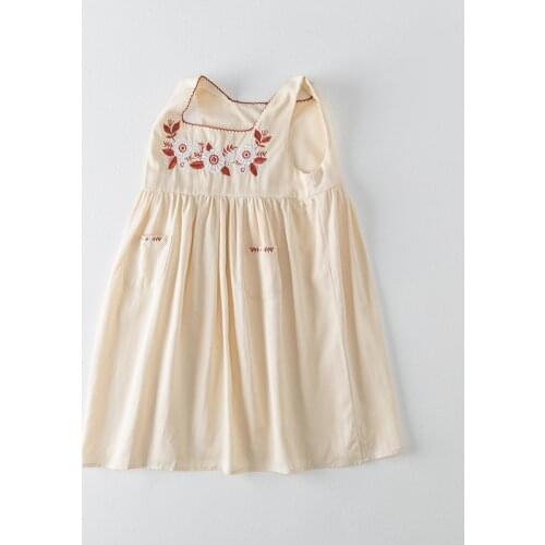 2021 spring children girls sunderss cotton embroidery square clollar floral embroidered summer cotton kids toddler outfit