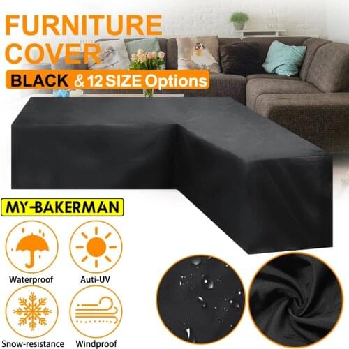 12 Size Waterproof L Shape Rattan Corner Furniture Cover Garden Patio Outdoor Sofa Protector Anti-Dust All-Purpose Covers