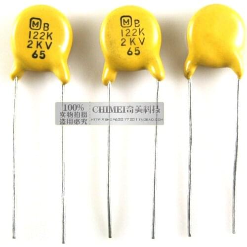 High voltage ceramic capacitors 2KV 122K ceramic disc capacitors commonly used in high voltage applications