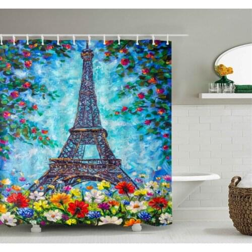 Flower Plant Tree Landscape Shower Curtain Bathroom Waterproof Polyester Fabric 3D Printing Shower Curtain Home Decoration