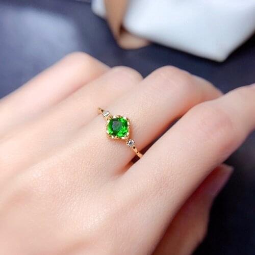 Chic Little Green Crystal Emerald Gemstones Diamonds Tail Rings for Women 18k Gold Color Jewelry Bijoux Trendy Accessories Gifts