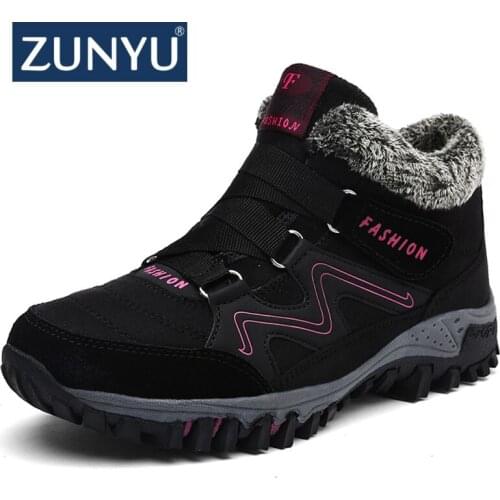 ZUNYU New Women Snow Boots Winter Ankle Ankleots Boots Warm Plush Platform Boots Fashion Female Wedge Shoes Snow Waterproof Boot