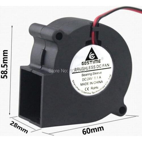 10PCS LOT Gdstime DC 24V 2Pin 60mm 60x60x28mm Brushless Cooling Centrifugal Fan