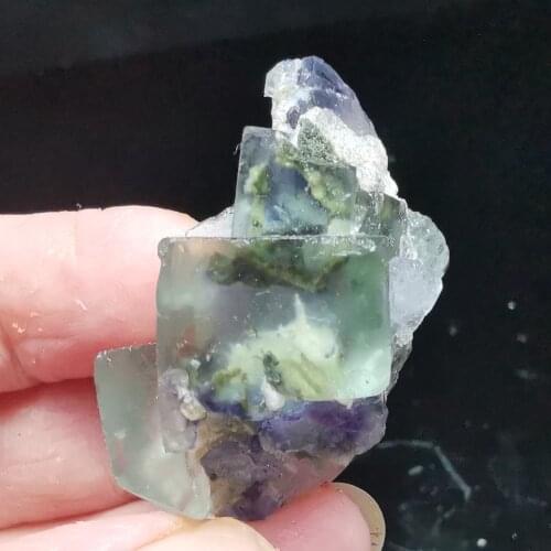 18.2gNatural rare green purple heart fluorite mica associated mineral specimen stone and crystal healing QUARTZ GEM