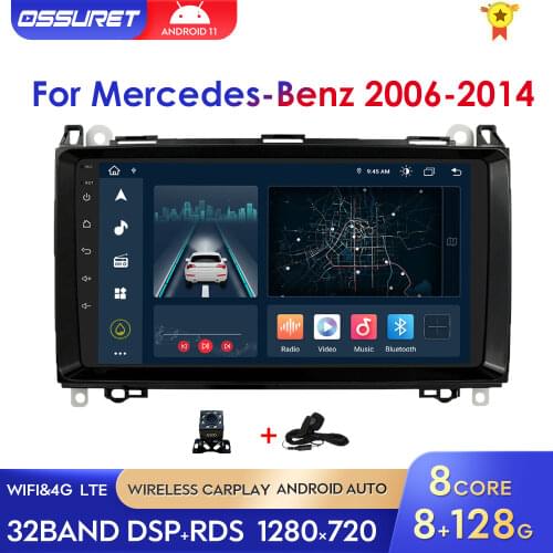 2 Din IPS DSP Android10 Car GPS Stereo Player For Mercedes Benz B200 A-Class W169 W245 Viano Vito W639 Sprinter W906 RDS BT Wifi