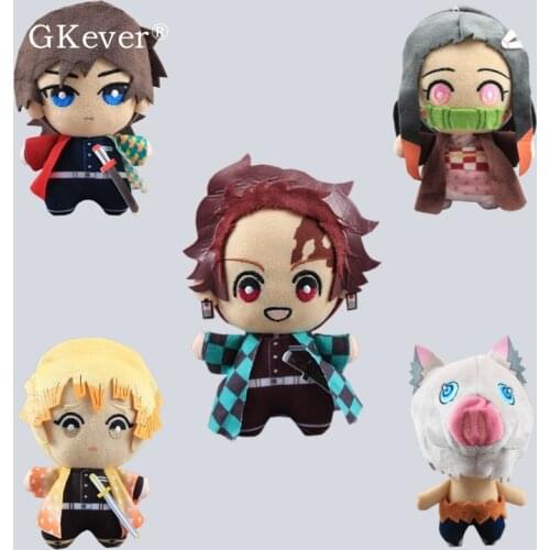 5 Styles Demon Slayer Kamado Tanjirou Kamado Nezuko Hashibira Inosuke Giyuu Plush Pendant with Keychain Soft Dolls 15 cm
