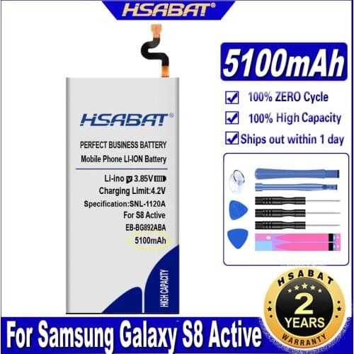 HSABAT EB-BG892ABA 5100mAh Battery for Samsung Galaxy S8 Active SM-G8920 G892F G892A G892L G892 G892V SM-G892L Batteries