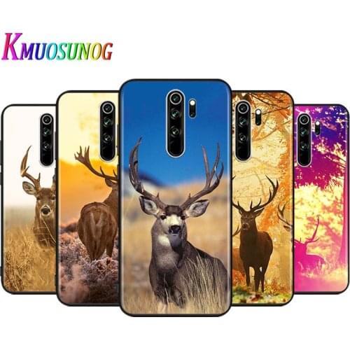 For Xiaomi Redmi Note 9 9S Max Phone Case Cute Animal Deer Back For Redmi Note 8T 8 7 6 5 Pro 5A 4X Black Phone Cover