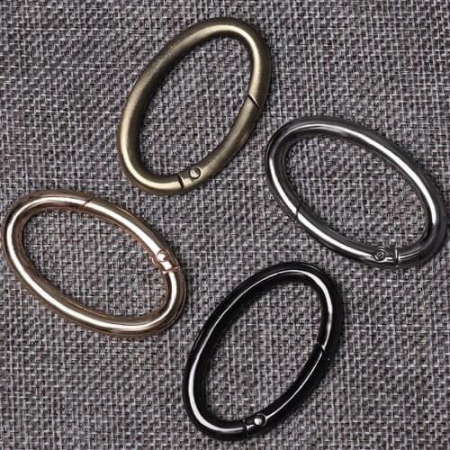 Zinc Alloy Plated Gate Spring Oval Ring Buckles Clips Carabiner Purses Handbags Oval Push Trigger Snap Hooks Carabiners DIY Tool
