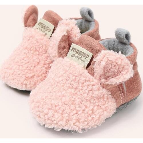 Baby Cotton Shoes Plush Baby Shoes Toddler Shoes Baby Shoes Plus Velvet Thick Cartoon First Walker