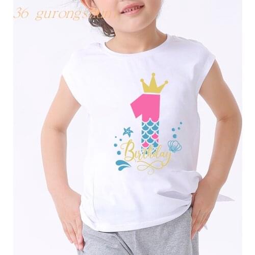 Childrens Clothing Birthday Girl Graphic Tee Kawaii T-shirt Number 1 2 3 4 5 Cartoon Kids T Shirt for Boys Girls Clothes Tshirt