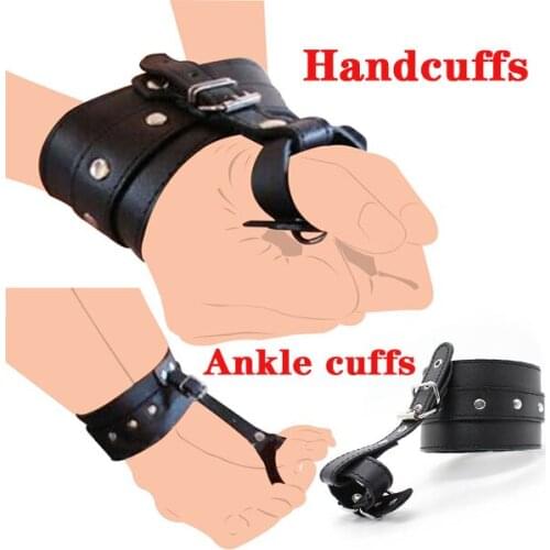 Erotic Leather Hand Wrist To Thumbs Cuffs Bondage Belts Ankle To Toe Hogtie Strap Bdsm Slave Restraint Handcuffs Sex Toys Couple