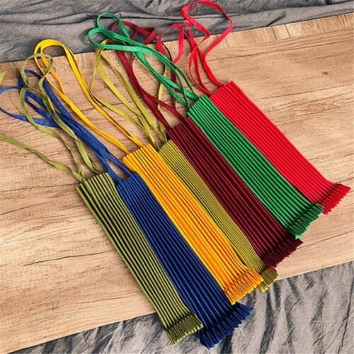 HOT 2019 New Leisure Casual Solid Color Double Handles Foldable Portable Woman Canvas Pleated Shoulder Bag Handbag