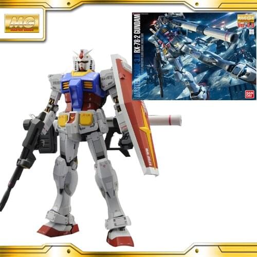 BANDAI GUNDAM 1/100 MG RX-78-2 Gundam Ver.3.0 Gundam model kids assembled Robot Anime action figure toys
