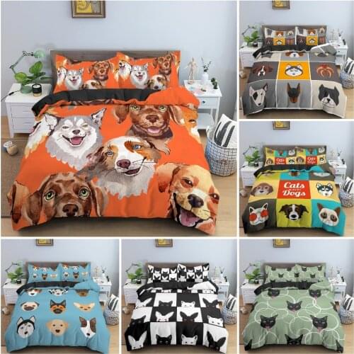 2/3PCS 3D Cartoon Animals Bedding Set Soft Cozy Duvet Cover For Childrens Bedroom King Queen Twin Single Baby Size Bedclothes
