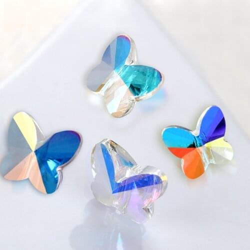 Crystal AB Hole Rhinestones K9 Glass Butterfly Shape DIY Hole Beads Colorful Glass Strass Jewelry Accessories Bracelet Beads
