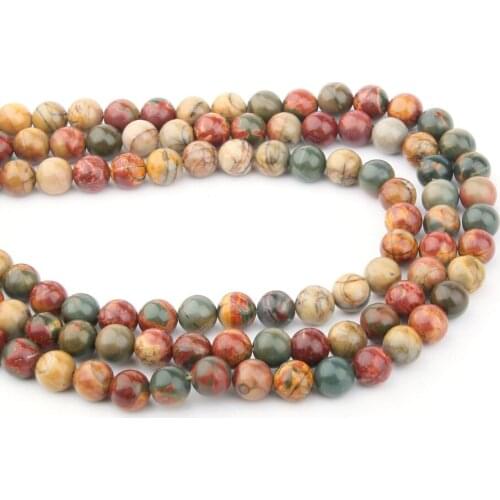 Natural Stone Beads Pablo Picasso Stone Round for Jewelry Making Beadwork DIY Bracelet Necklace 4/6/8/10/12mm