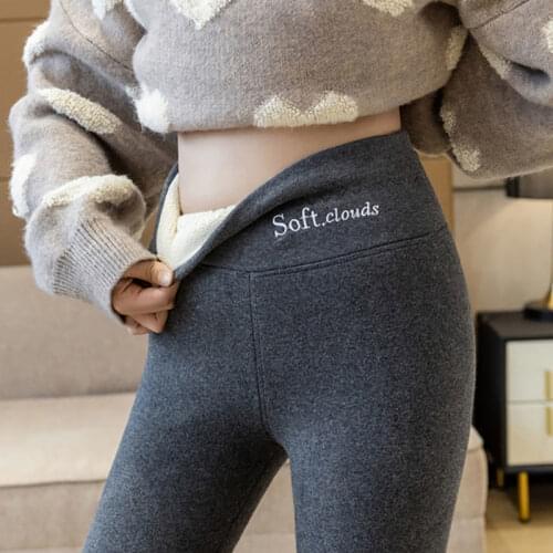 Winter Pants Thermal Leggings High Waist Pants Women Trousers Women Winter Casual Lambskin Cashmere Velvet Pants Women Y150