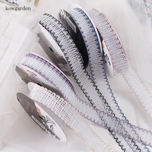 Kewgarden Wholesale Flower Packing Riband Hollow Wavy Edge Satin Ribbons 32mm Handmade Tape DIY Bowknot Webbing 20 Yards / lot