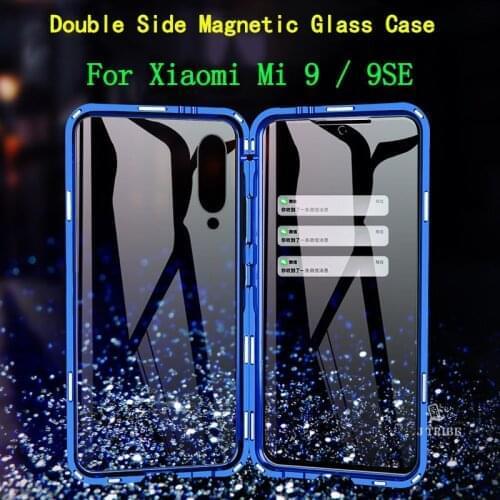Magnetic Adsorption Flip Phone Case For Xiaomi Mi 9 SE Metal Coque 360 Full Protector Cover Mi 9 Mi9 SE Double Side Glass Fundas