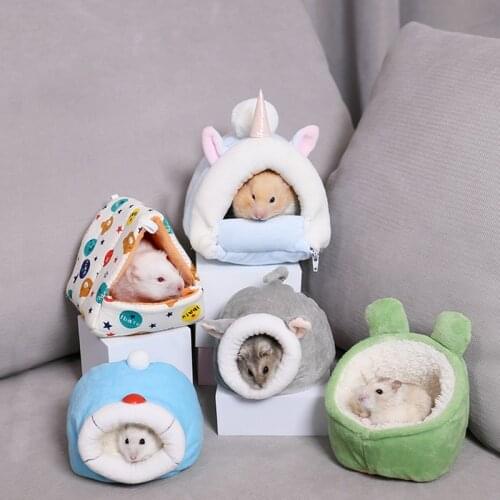 Cute Pet House Small Animal Hedgehogs Rabbit Guinea Pig Hamster Bed Winter Warm Squirrel House Cage Nest Hamster Accessory