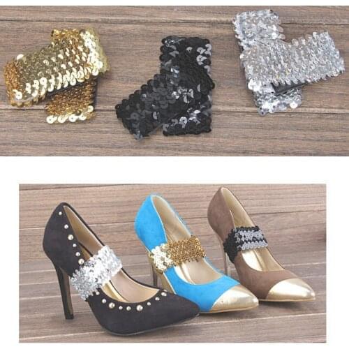 Fashion Shinning Round Sequin High-heeled Shoe Band Ankle Band For Women One Pair Free Shipping
