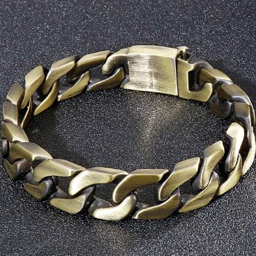 Bronze Color Stainless Steel Hand Bands Bracelets For Men Mannen Armband Titanium Link Chain Mens Bracelet Gifts Dropshipping
