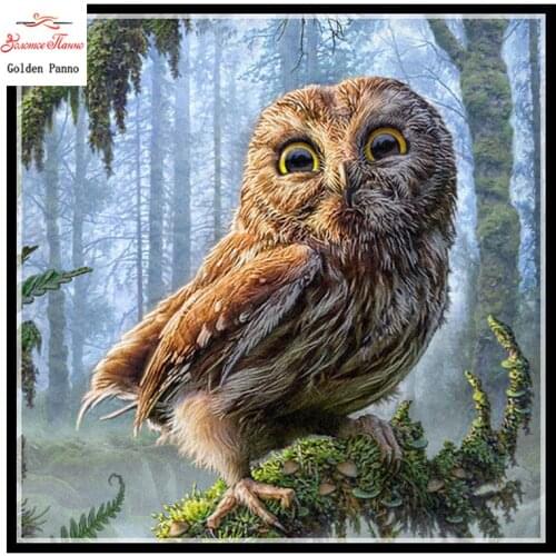 Golden panno,Needlework,Embroidery,DIY Animal Painting,Cross stitch,kits,14ct the owl owl Cross-stitch,Sets For Embroidery