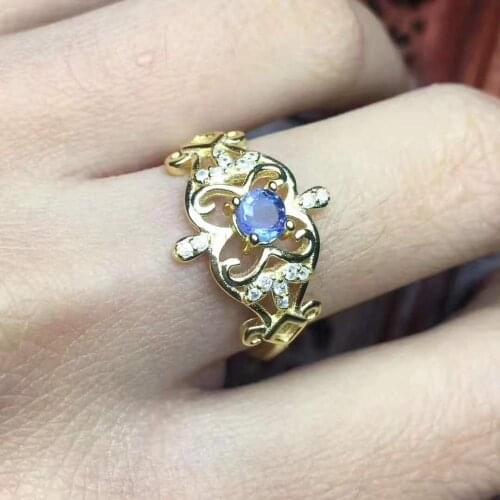 Natural And Real Tanzanite luxury ring ring Free shipping gemstone 925 sterling silver Fine jewelry