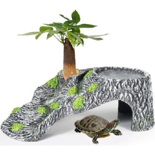 Newest Turtle Drying Climbing Platform Tortoise Sun Roof Terrace Turtle Tank Floating Island Resin Rockery Pet Reptile Hide Cave