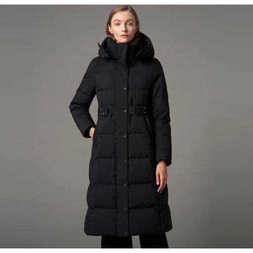Bosideng 2021 new womens down jacket long commuter fashion slim waist windproof and warm down jacket