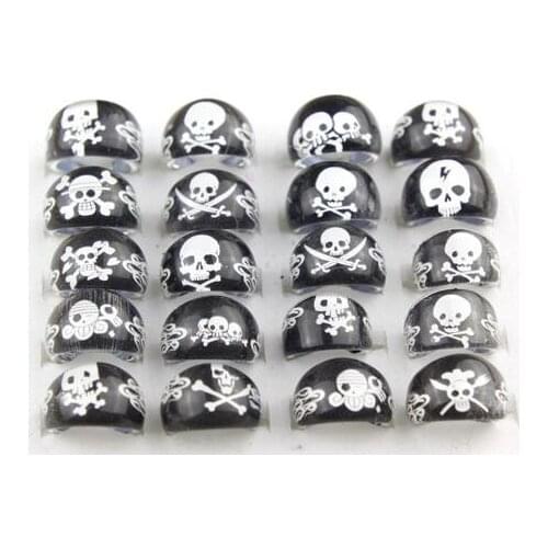 Wholesale - 1000 pc Cartoon Children Plastic Rings kid ring Acrylic Miexed design pirate skull
