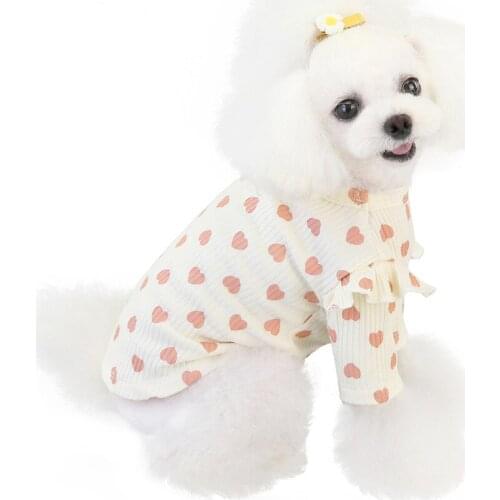 3 Color Heart Print Autumn Winter Pet Clothes Two-Legged Warm Dog Coat Cute Dog Clothes Pomeranian Yorkie Outfit Pets Supplies