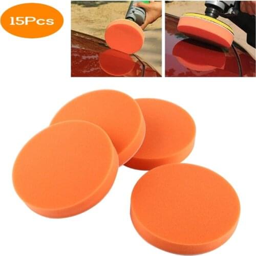 15Pcs 5 Inch 125MM Buffing Sponge Pad Orange Sponge Rubbing Ruber Scouring Pad All Purpose for Car Bathroom Kitchen