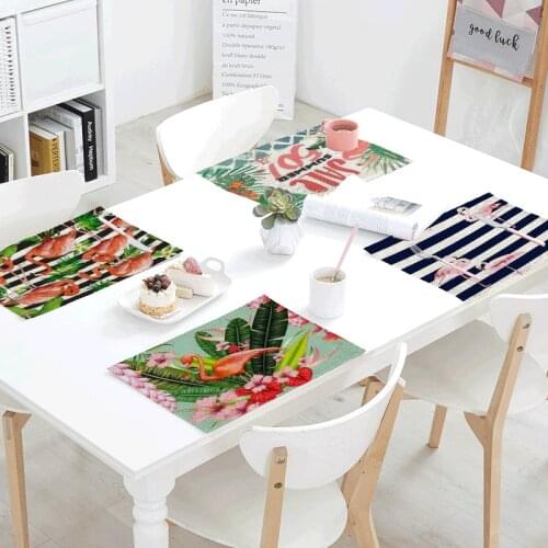 Tropical Rainforest Plant Kitchen Decor Banquet Dinner Tableware Napkin Monstera Summer Table Napkin With Pink Flamingo Pattern